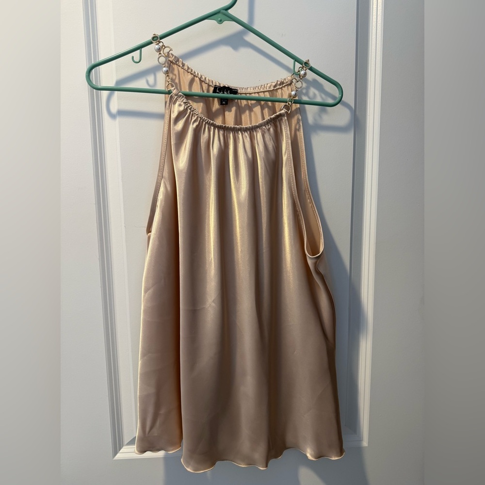 Nicole Miller Gold Satin Blouse NWOT